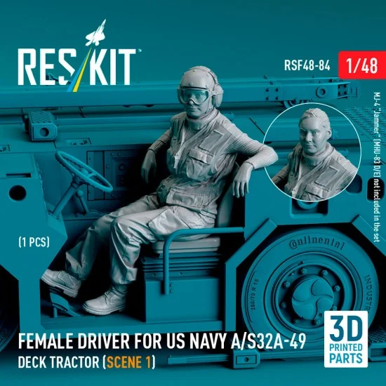 Reskit RSF48-0084 1/48 Female Driver for US Navy A/S32A-49 Deck Tractor Scene #1
