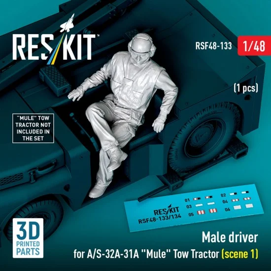 Reskit F48-0133 1/48 Male Driver for A/S-32A-31A Mule Tow Tractor (scene 1)