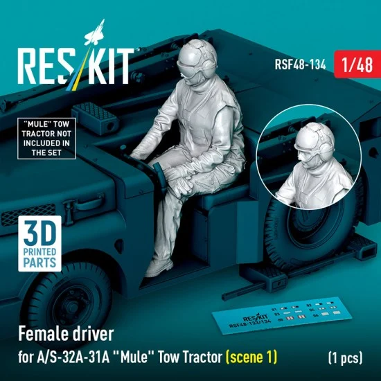 Reskit F48-0134 1/48 Female Driver for A/S-32A-31A Mule Tow Tractor (scene 2)
