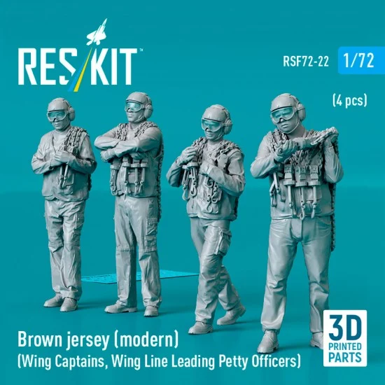 Reskit RSF72-0022 1/72 Modern Brown Jersey, Wing Captains, Wing Line Leading Petty Officers (4 Figures)