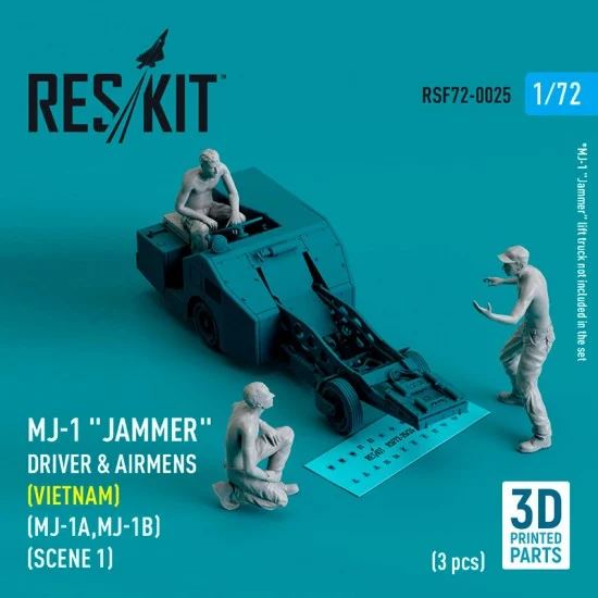 Reskit RSF72-0025 1/72 MJ-1A/B Jammer Driver & Airmens (Vietnam) Scene 1 (3pcs, 3D Printed)