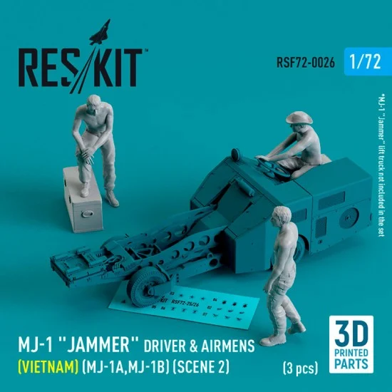 Reskit RSF72-0026 1/72 MJ-1A/B Jammer Driver & Airmens (Vietnam) Scene 2 (3pcs, 3D Printed)