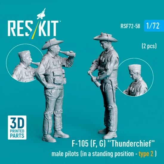 Reskit RSF72-0058 1/72 F-105 (F, G) Thunderchief Male Pilots, Standing #2 (2 figures)