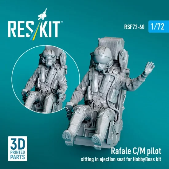 Reskit RSF72-0060 1/72 Rafale C/M Pilot Sitting in Ejection Seat for HobbyBoss kit