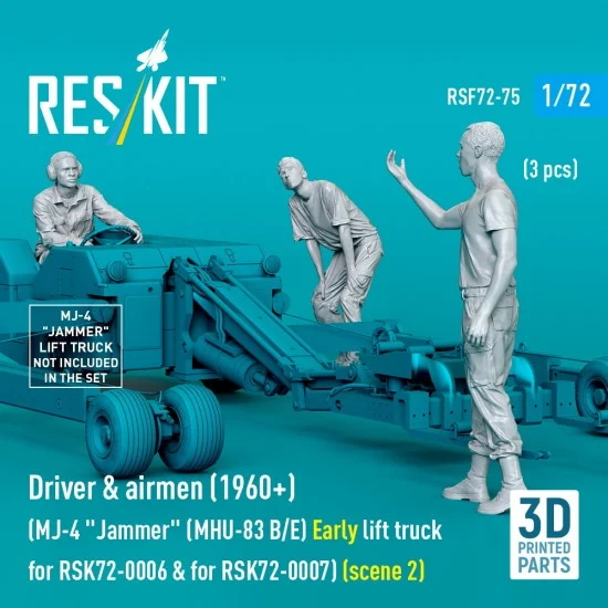 Reskit RSF72-0075 1/72 Driver n Airmen 1960+ (3pcs) for MJ-4 Jammer (MHU-83 B/E) Early Lift Truck #2