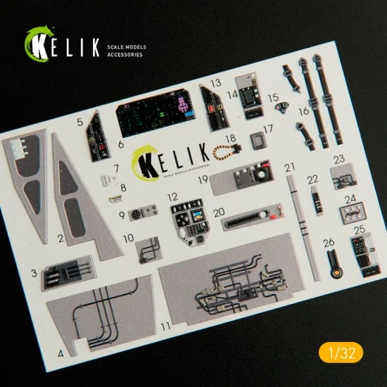 Kelik RSK32009 1/32 F-35C Lightning II Interior 3D-decals for Trumpeter kit