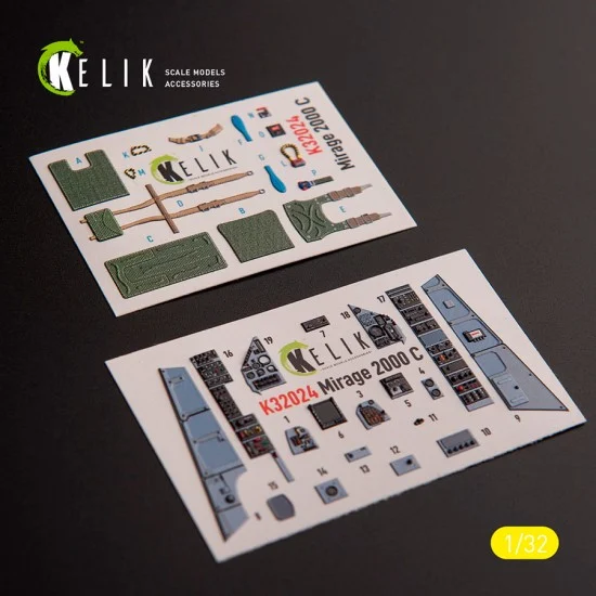 Kelik RSK32024 1/32 Mirage 2000C Interior 3D Decals for Kitty Hawk/Zimi models kit - Model Planes