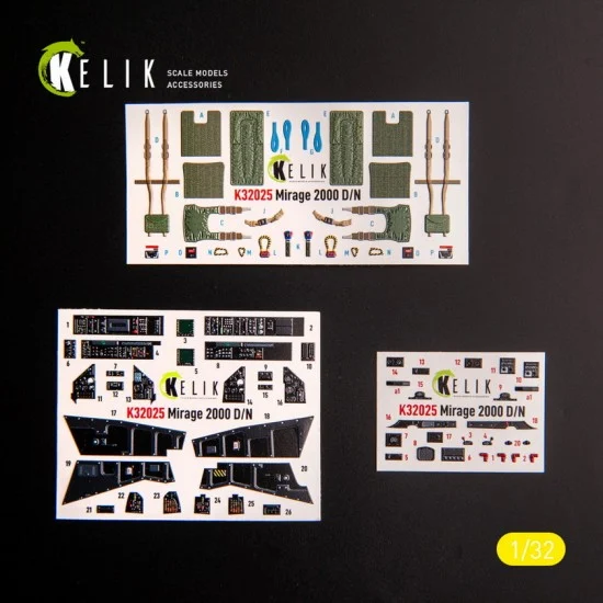 Kelik RSK32025 1/32 Mirage 2000D/N Interior parts (3D decals) for Kitty Hawk/Zimi models kit - Model Planes