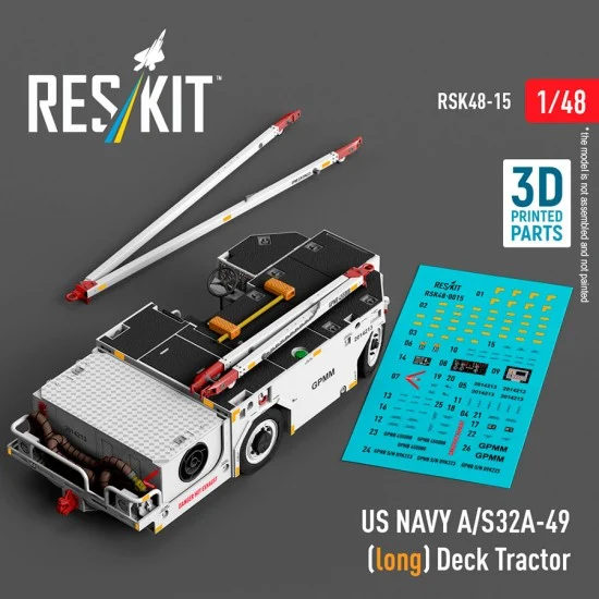 Reskit RSK48-0015 1/48 US Navy A/S32A-49 (long) Deck Tractor (3D Printed model kit)
