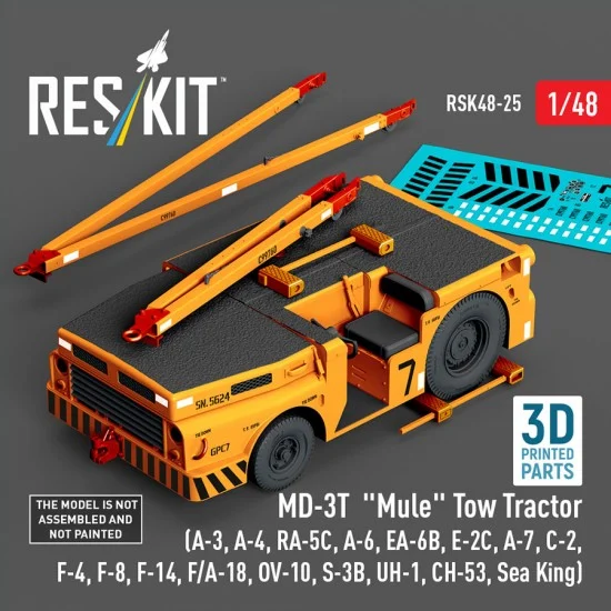 Reskit RSK48-0025 1/48 MD-3T Mule Tow Tractor for A-3/4/6/7RA-5C/EA-6B/E-2C/C-2/F-4/F-8/F-14