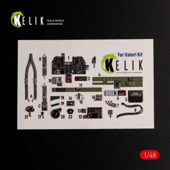 Kelik RSK48016 1/48 P-47D Thunderbolt Interior parts (3D decals) for Italeri/Academy kit