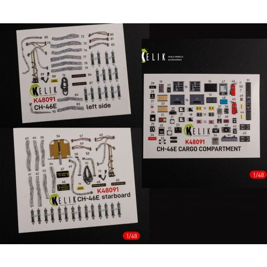 Kelik RSK48091 1/48 CH-46E Sea Knight Cargo Compartment Interior 3D Decals for Academy Kit
