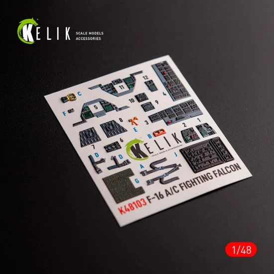 Kelik RSK48103 1/48 F-16A/C Interior 3D Decals for Academy kit