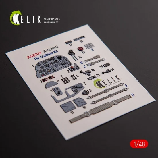 Kelik RSK48109 1/48 IL-2M3 Interior parts (3D decals) for Academy/Accurate Miniatures kit