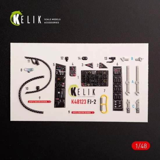 Kelik RSK48123 1/48 FJ-2 Interior 3D Decals for Italeri kit