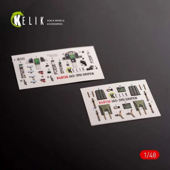 Kelik RSK48130 1/48 Jas-39 D Interior 3D Decals for Italeri kit