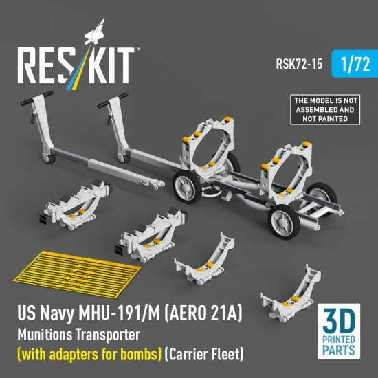 Reskit RSK72-0015 1/72 US NAVY MHU-191/M (AERO 21A) Munition Transporter (with Bombs adapters)