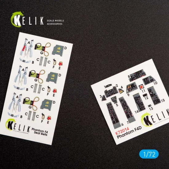 Kelik RSK72014 1/72 F-4D "Phantom II" Interior 3D decals for FineMolds kit