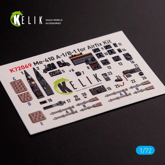 Kelik RSK72069 1/72 Messerschmitt Me410A-1 Interior 3D Decals for Airfix kit