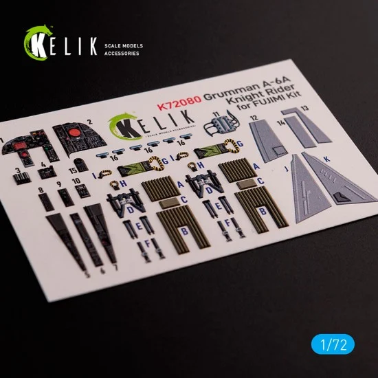 Kelik RSK72080 1/72 Grumman A-6A Knight Rider Interior 3D Decals for Fujimi kit