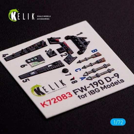 Kelik RSK72083 1/72 Fw 190 D-9 Interior 3D Decals for IBG Models kit