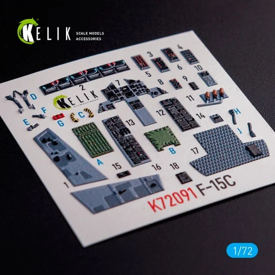 Kelik RSK72091 1/72 F-15C Interior 3D Decals for FineMolds kit