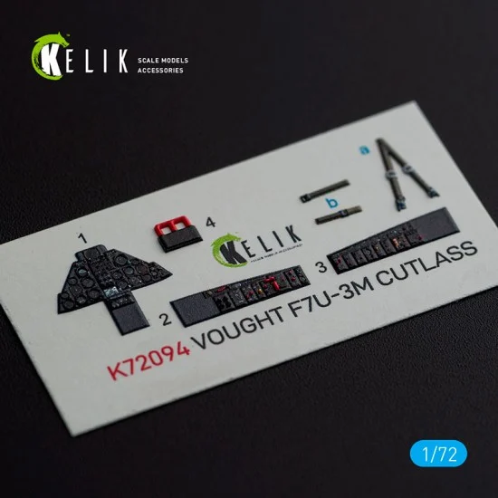 Kelik RSK72094 1/72 Vought F7U-3M Cutlass Interior 3D Decals for Fujimi kit