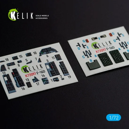 Kelik RSK72097 1/72 F-16D Interior 3D Decals for Revell kit