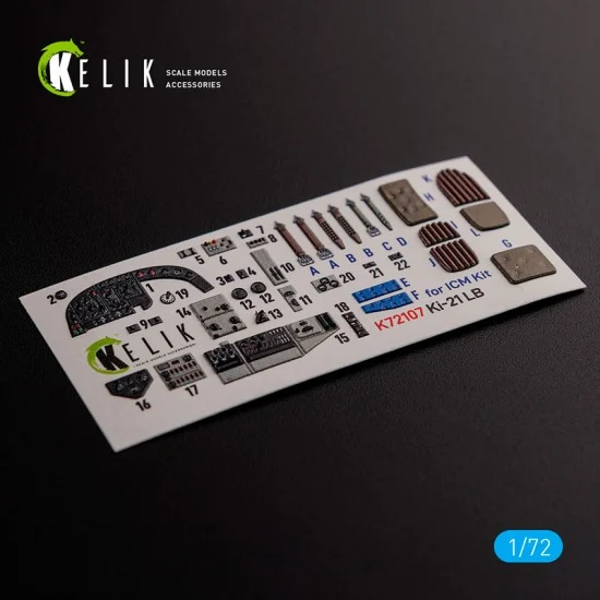 Kelik RSK72107 1/72 Ki-21 Interior 3D Decals for ICM Kit
