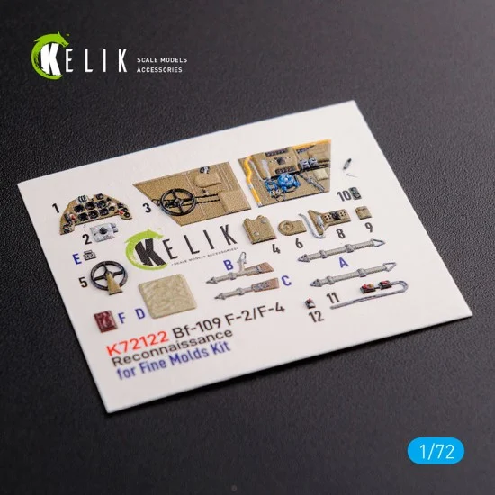 Kelik RSK72122 1/72 Messerschmitt Bf 109-F2/F4 Reconnaissance Interior 3D Decals for Fine Molds