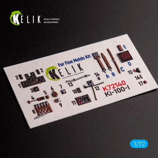 Kelik RSK72140 1/72 Ki-100-I Interior 3D Decals for FineMolds kit