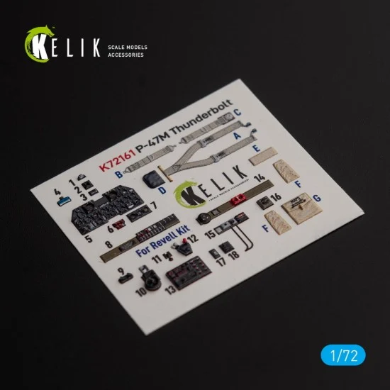Kelik RSK72161 1/72 P-47M Thunderbolt- Interior parts (3D decals) for Revell kit
