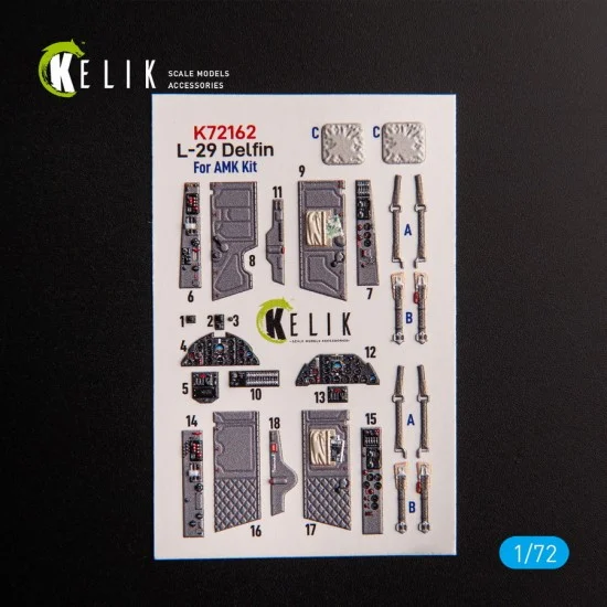 Kelik RSK72162 1/72 L-29 Delfin Interior parts (3D decals) for AMK kit