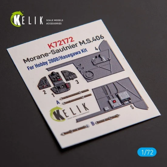 Kelik RSK72172 1/72 Morane-Saulnier M.S.406 Interior parts for Hobby 2000/Hasegawa kit
