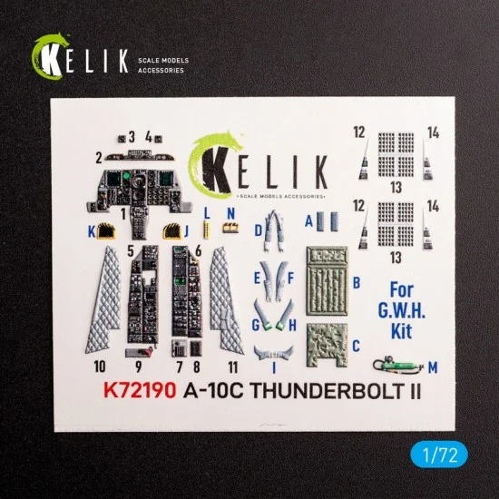 Kelik RSK72190 1/72 A-10C Thunderbolt II Interior 3D Decals for GWH kit