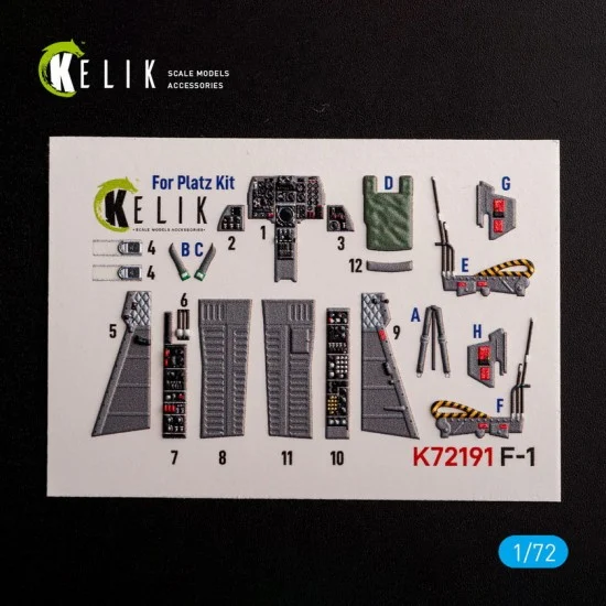Kelik RSK72191 1/72 F-1 Support Fighter Interior 3D Decals for Platz kit