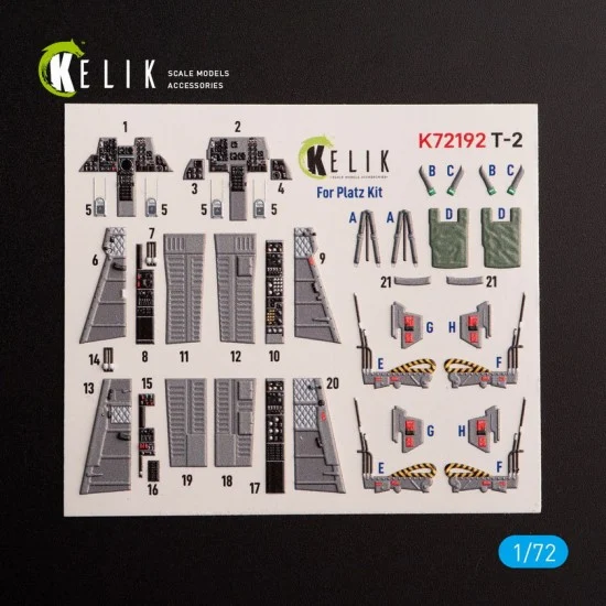 Kelik RSK72192 1/72 T-2 Advanced Trainer Interior 3D Decals for Platz kit