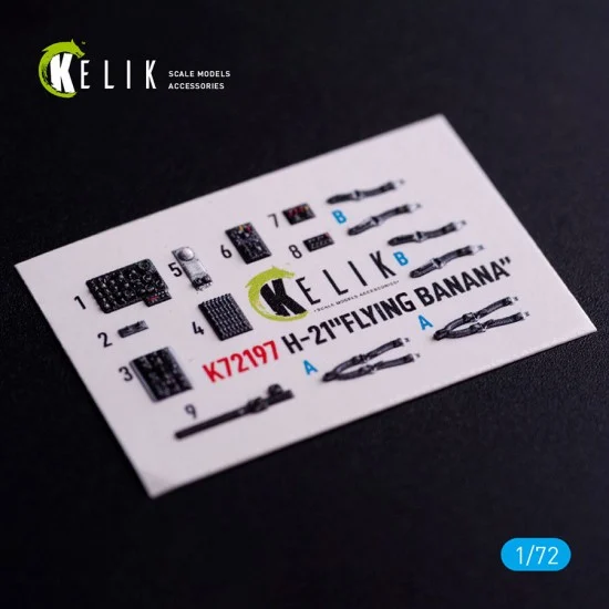 Kelik K72197 1/72 H-21 Flying Banana Interior 3D Decals for Italeri kit