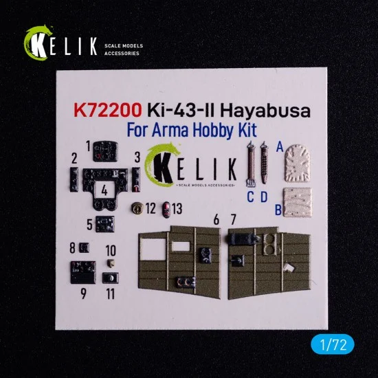 Kelik K72200 1/72 Ki-43-II Hayabusa Interior 3D Decals for Arma Hobby kit