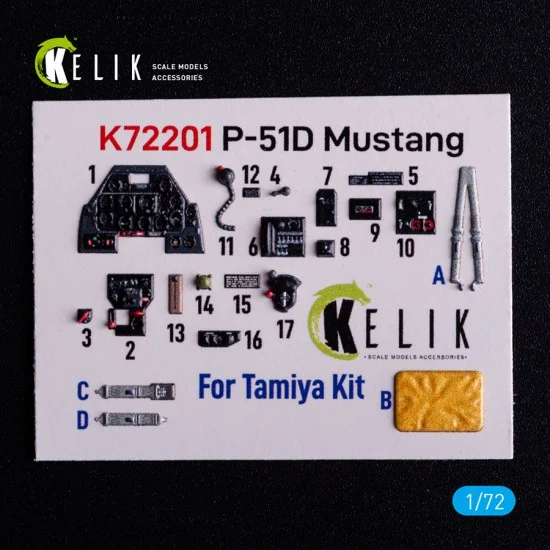 Kelik K72201 1/72 P-51D Mustang Interior 3D Decals for Tamiya kit
