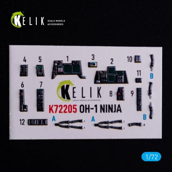 Kelik K72205 1/72 OH-1 NINJA Interior 3D Decals for Aoshima kit