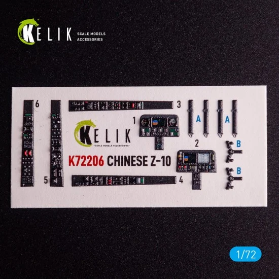 Kelik K72206 1/72 Z-10 Chinese Interior 3D Decals for HobbyBoss kit