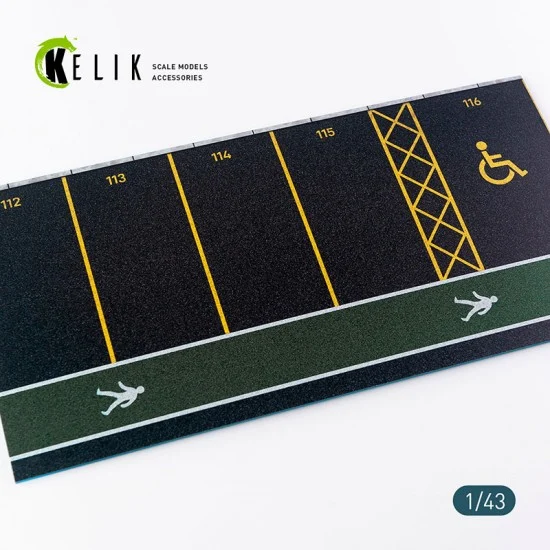 Kelik RSKS43001 1/43 Supermarket Parking Type #1 3mm Acrylic Base (180 x 357 mm, 210 g) - Scenics & Diorama
