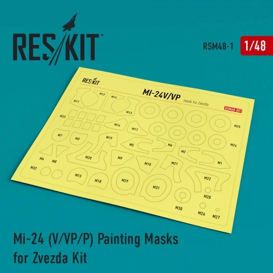 Reskit RSM48-0001 1/48 Mil Mi-24 (V/VP/P) Painting Masks for Zvezda Kits