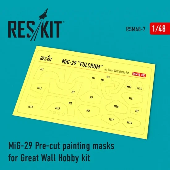 Reskit RSM48-0007 1/48 Mikoyan MiG-29 Pre-cut Painting Masks for Great Wall Hobby kit