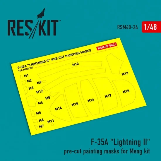 Reskit RSM48-0024 1/48 F-35A Lightning II Pre-cut Painting Masks for Meng kit