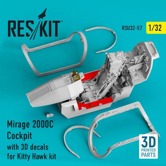 Reskit RSU32-0057 1/32 Mirage 2000C Cockpit with 3D decals for Kitty Hawk kit
