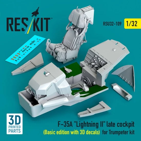Reskit RSU32-0109 1/32 F-35A Lightning II late Cockpit (Basic edition w/3D decals) for Trumpeter kit