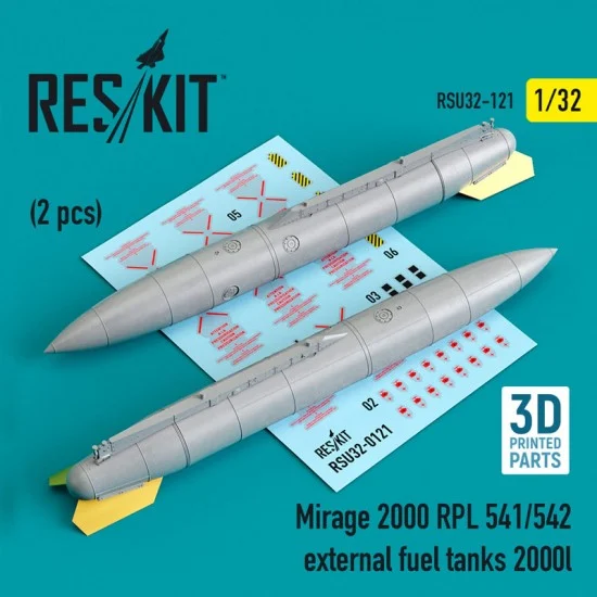 Reskit RSU32-0121 1/32 Mirage 2000 RPL 541/542 External Fuel Tanks 2000lt (2pcs, 3D Printing)