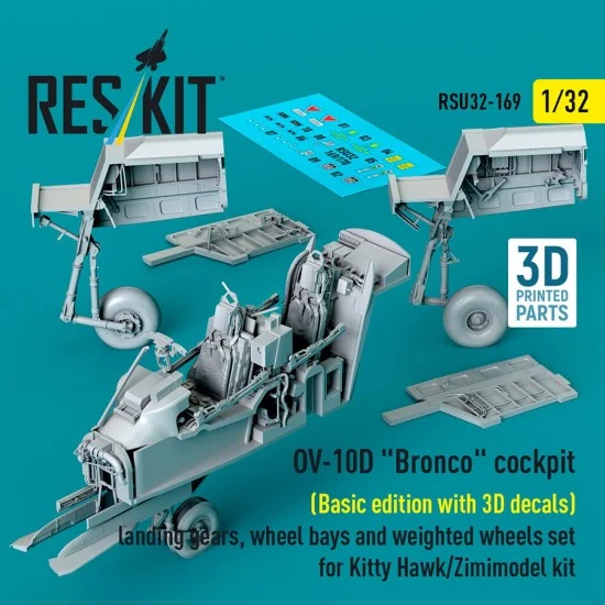 Reskit RSU32-0169 1/32 OV-10D Bronco Cockpit Landing Gears/Wheel Bays set for Kitty Hawk/Zimimodel